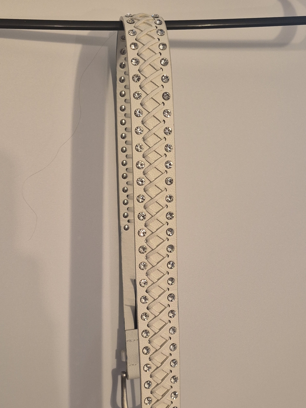 torrid White Studded Faux Leather Belt with Rhinestone Detail